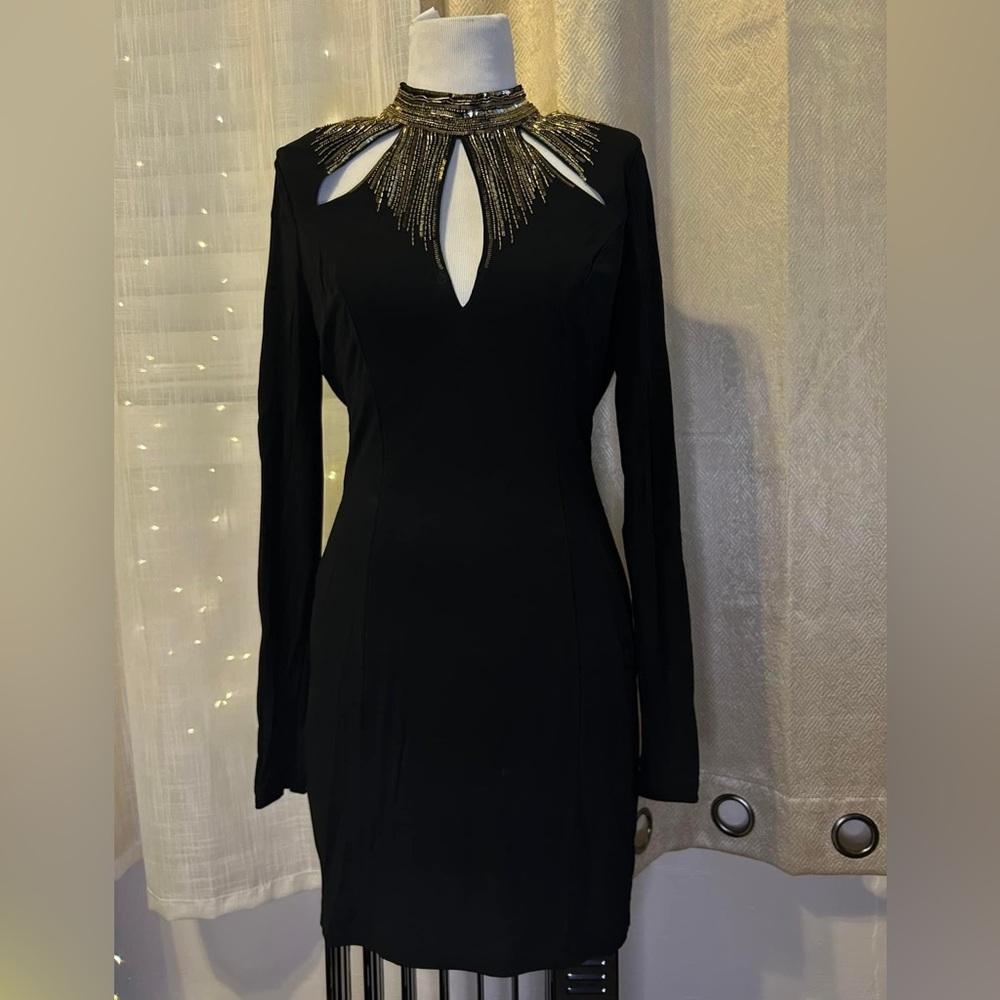 Black and Gold Sequin Dress